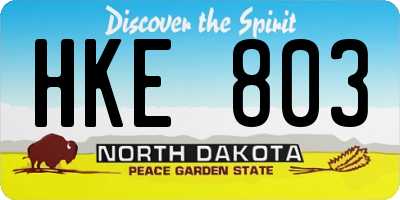 ND license plate HKE803