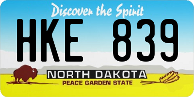 ND license plate HKE839
