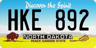ND license plate HKE892