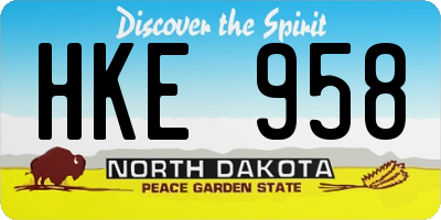 ND license plate HKE958
