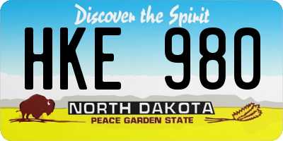 ND license plate HKE980