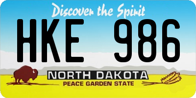 ND license plate HKE986