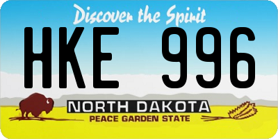 ND license plate HKE996
