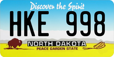 ND license plate HKE998