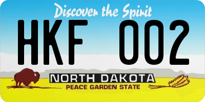 ND license plate HKF002