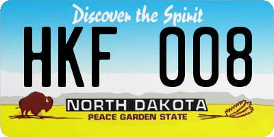 ND license plate HKF008
