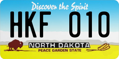 ND license plate HKF010