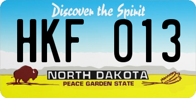 ND license plate HKF013