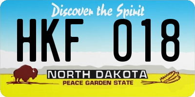 ND license plate HKF018