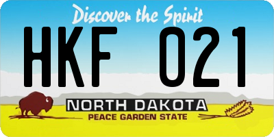 ND license plate HKF021