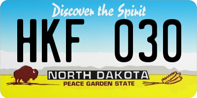 ND license plate HKF030