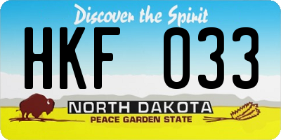 ND license plate HKF033