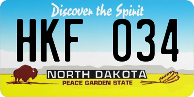 ND license plate HKF034