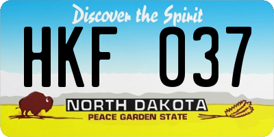 ND license plate HKF037