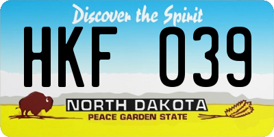 ND license plate HKF039