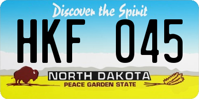 ND license plate HKF045