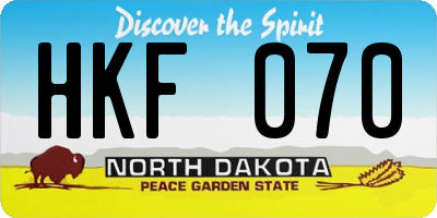 ND license plate HKF070