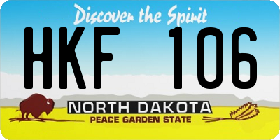 ND license plate HKF106