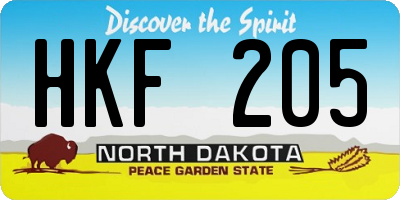 ND license plate HKF205