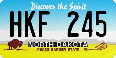 ND license plate HKF245