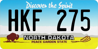 ND license plate HKF275