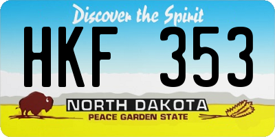 ND license plate HKF353