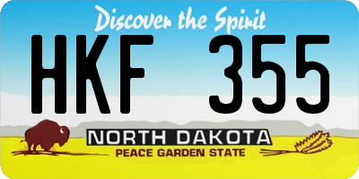 ND license plate HKF355