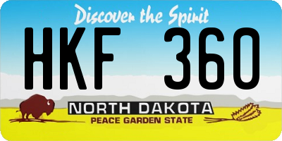 ND license plate HKF360