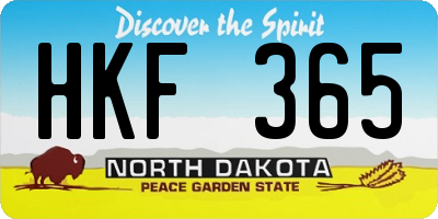 ND license plate HKF365