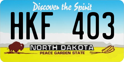 ND license plate HKF403