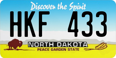 ND license plate HKF433