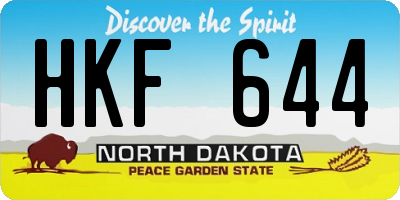 ND license plate HKF644