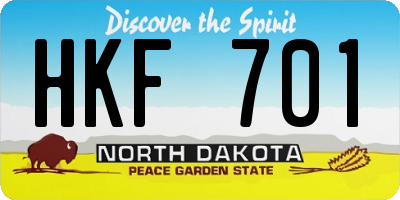 ND license plate HKF701