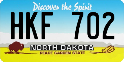 ND license plate HKF702