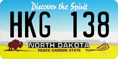 ND license plate HKG138