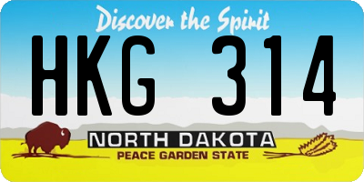 ND license plate HKG314