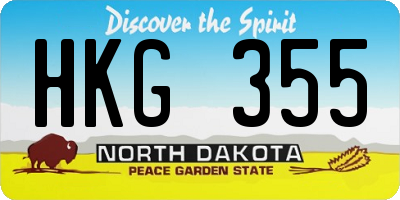 ND license plate HKG355