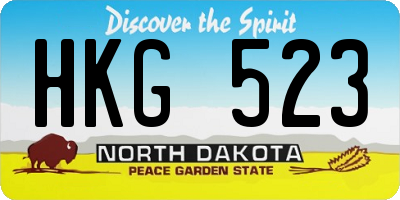 ND license plate HKG523