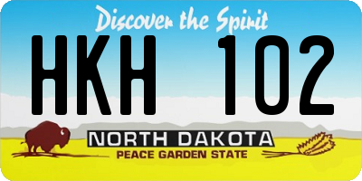 ND license plate HKH102