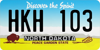 ND license plate HKH103