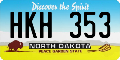 ND license plate HKH353