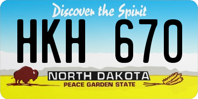 ND license plate HKH670