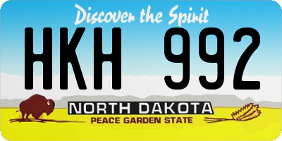 ND license plate HKH992