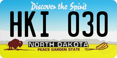 ND license plate HKI030