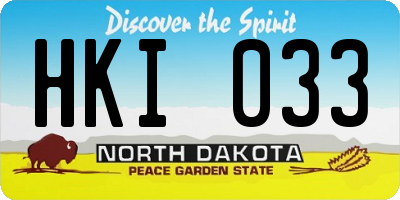 ND license plate HKI033