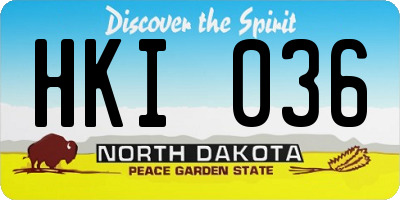 ND license plate HKI036