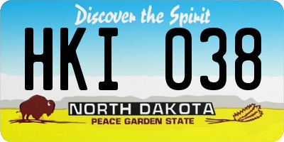 ND license plate HKI038