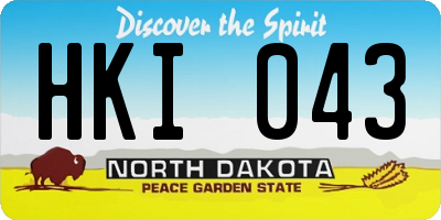 ND license plate HKI043