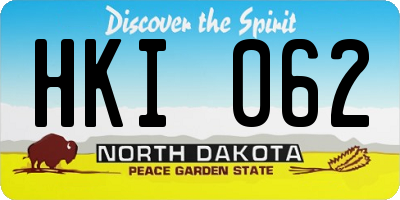 ND license plate HKI062