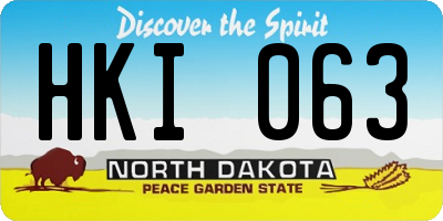 ND license plate HKI063